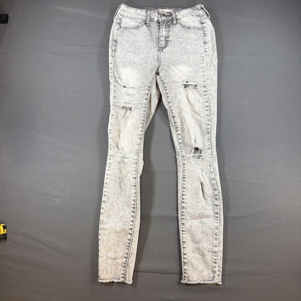 SO womens distressed high rise jegging size 0 stretch light gray charcoal